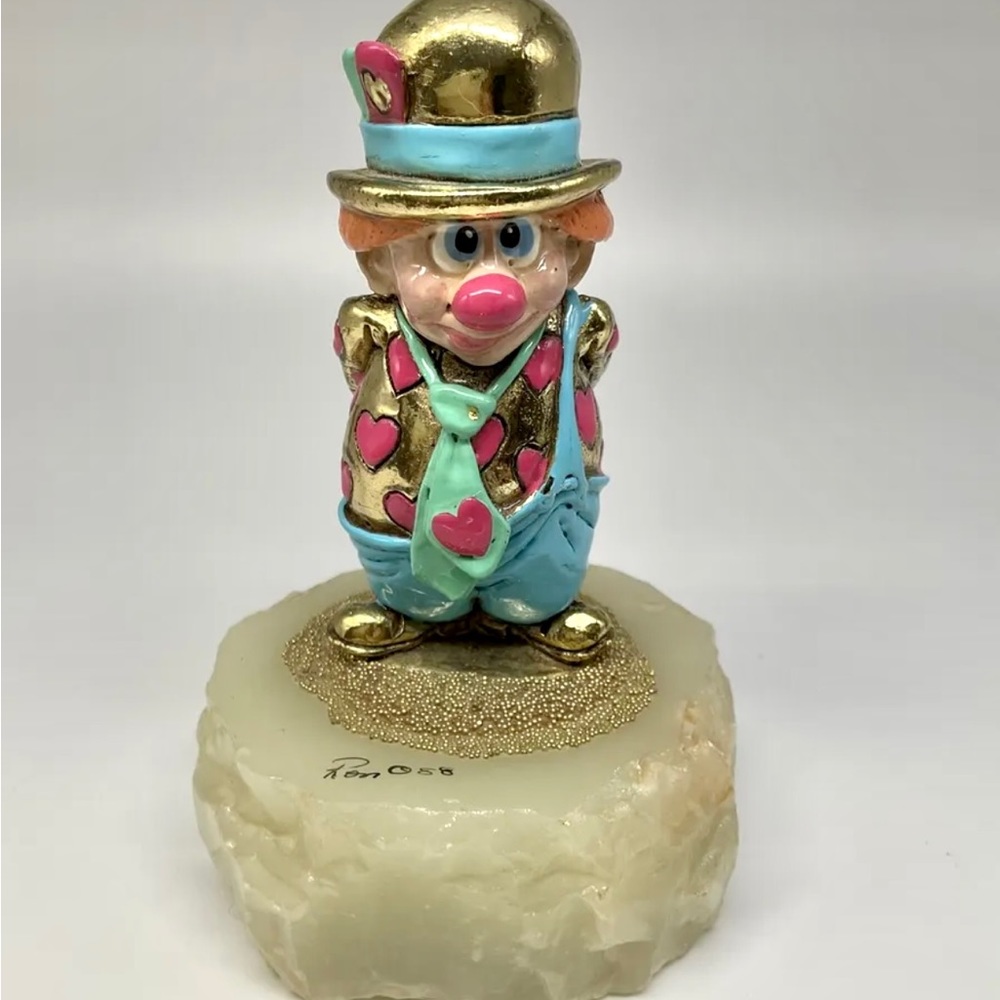 Vintage Ron Lee Pudge Clown Figurine 4.75”, Signed